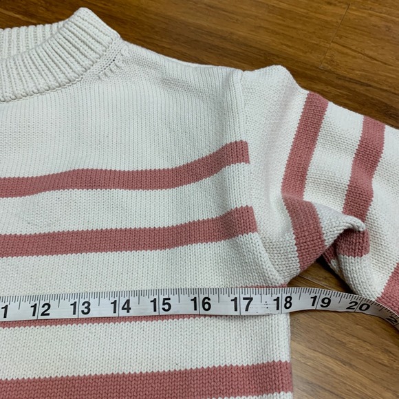 Ann Taylor Striped Sweater Womens Size‎ Small Mock Neck Pullover Knit Top Ivory - Picture 4 of 5